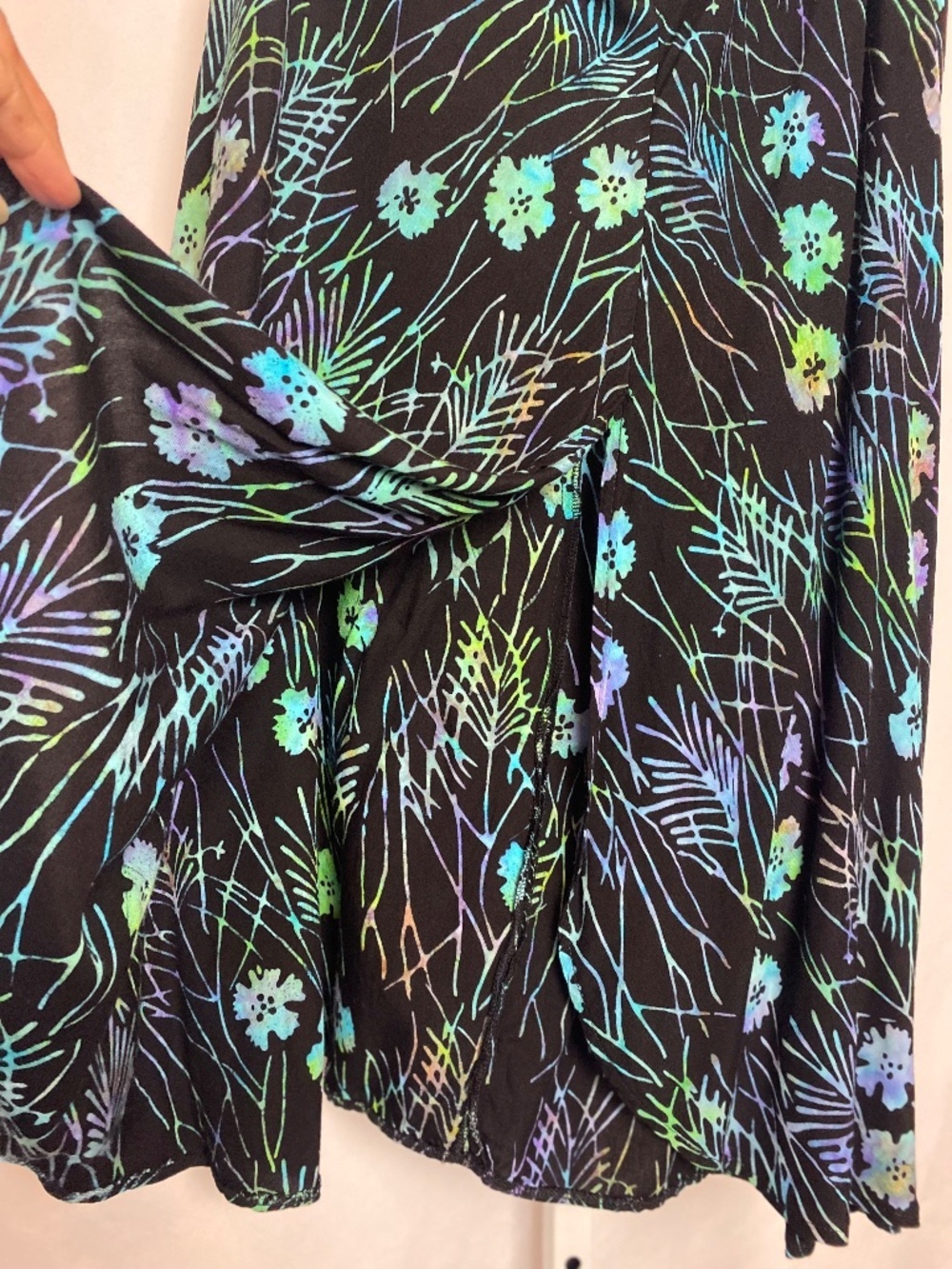 Indie Vibrant  Black | Blue Strapless Split Front Floral Midi Summer Dress S/M - Picture 6 of 7